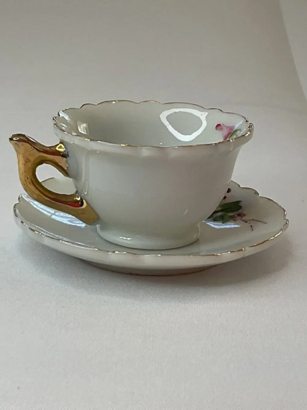 Vintage Miniature Japanese Hand Painted Cup & Saucer Set Cottage Dollhouse Tea‎